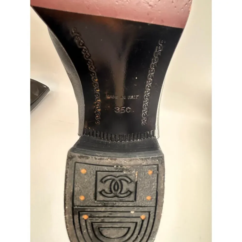Chanel CC Black‎ Patent Leather Riding Boots EU 35 US 5